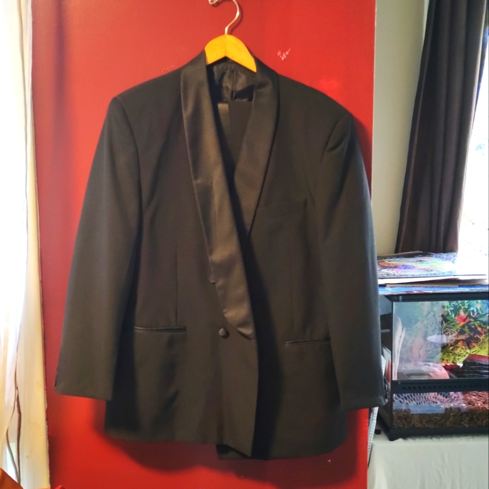 Men's black tie suit.